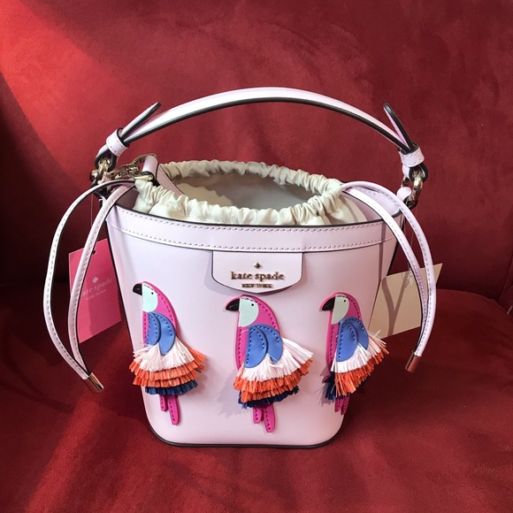 kate spade Handbags - NWT Kate Spade Pink Flock Party Parrot Handbag